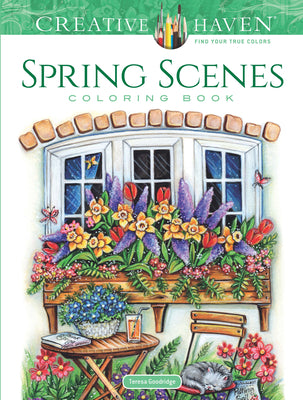Book cover for Creative Haven Spring Scenes Coloring Book