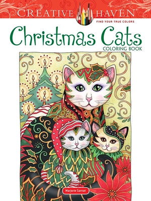 Book cover for Creative Haven Christmas Cats Coloring Book