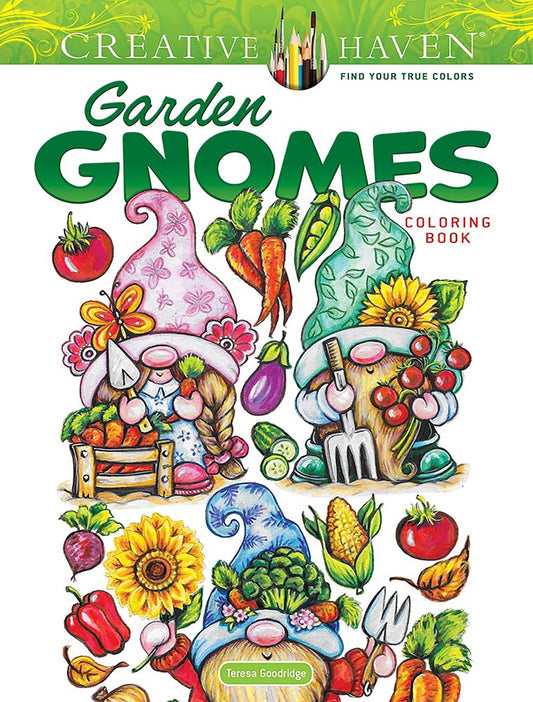 Book cover for Creative Haven Garden Gnomes Coloring Book