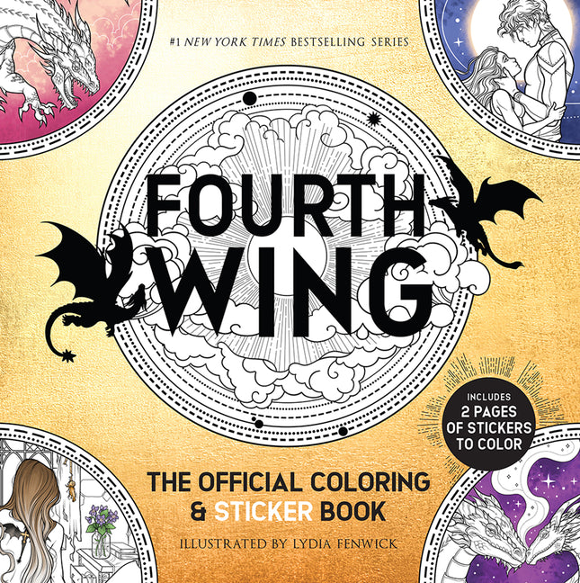 Book cover for Fourth Wing: The Official Coloring & Sticker Book (Includes 2 Pages of Stickers to Color)