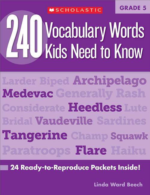 Book cover for 240 Vocabulary Words Kids Need to Know: Grade 5: 24 Ready-To-Reproduce Packets Inside!