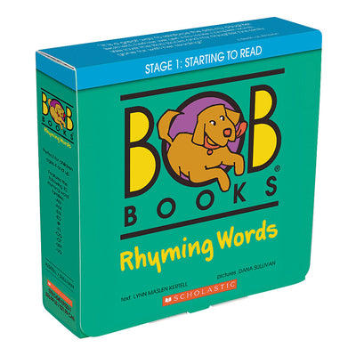 Book cover for Bob Books - Rhyming Words Box Set Phonics, Ages 4 and Up, Kindergarten, Flashcards (Stage 1: Starting to Read) [With 40 Rhyming Word Puzzle Cards]