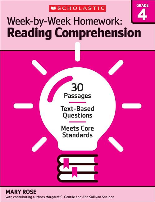 Book cover for Week-By-Week Homework: Reading Comprehension Grade 4: 30 Passages - Text-Based Questions - Meets Core Standards