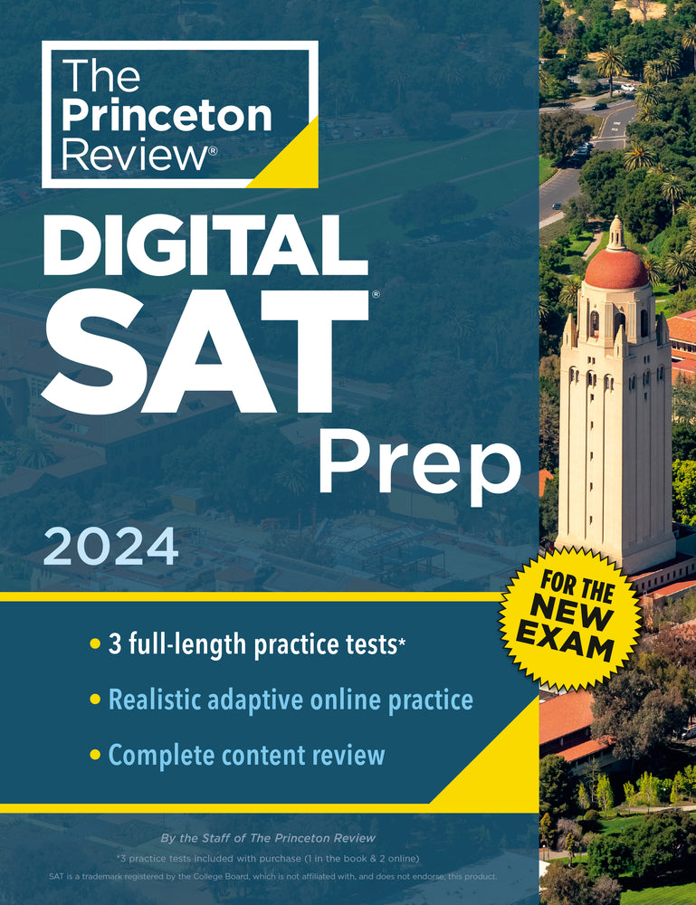 Book cover for Princeton Review Digital SAT Prep, 2024: 3 Practice Tests + Review + Online Tools