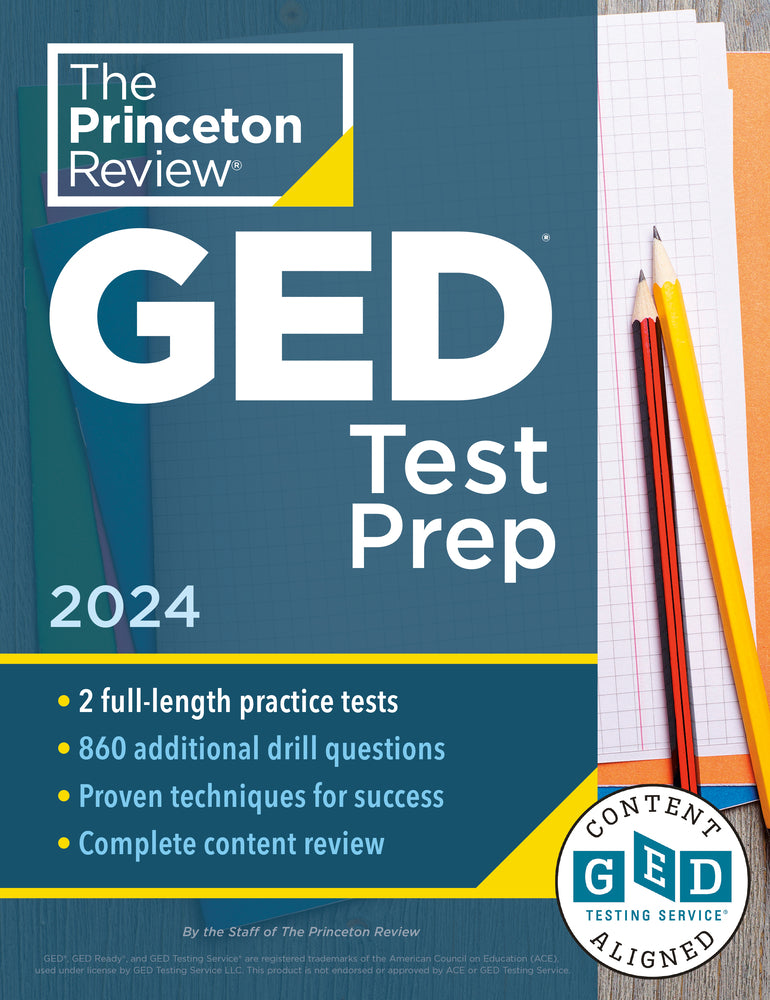 Book cover for Princeton Review GED Test Prep, 2024: 2 Practice Tests + Review & Techniques + Online Features