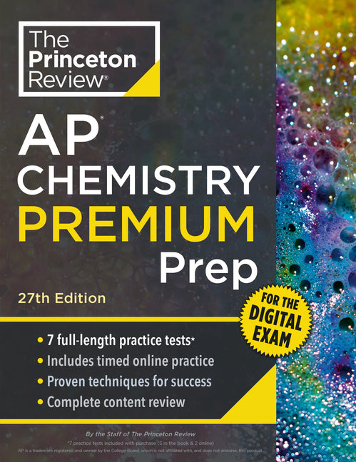 Book cover for Princeton Review AP Chemistry Premium Prep, 27th Edition: 7 Practice Tests + Digital Practice Online + Content Review