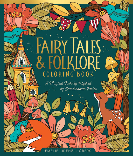 Book cover for Fairy Tales & Folklore Coloring Book: A Magical Journey Inspired by Scandinavian Fables