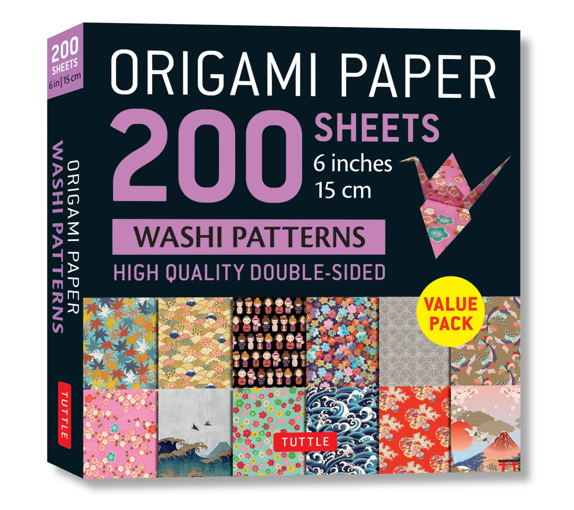 Book cover for Origami Paper 200 Sheets Washi Patterns 6 (15 CM): Tuttle Origami Paper: Double Sided Origami Sheets Printed with 12 Different Designs (Instructions f