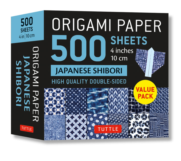 Book cover for Origami Paper 500 Sheets Japanese Shibori 4 (10 CM): Tuttle Origami Paper: Double-Sided Origami Sheets Printed with 12 Different Blue & White Patterns