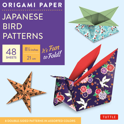 Book cover for Origami Paper - Japanese Bird Patterns - 8 1/4 - 48 Sheets: Tuttle Origami Paper: Origami Sheets Printed with 8 Different Designs: Instructions for 7