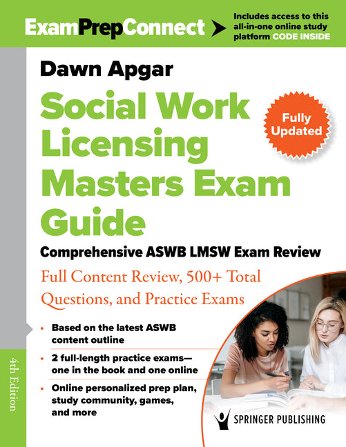 Book cover for Social Work Licensing Masters Exam Guide: Comprehensive ASWB Lmsw Exam Review with Full Content Review, 500+ Total Questions, and Practice Exams