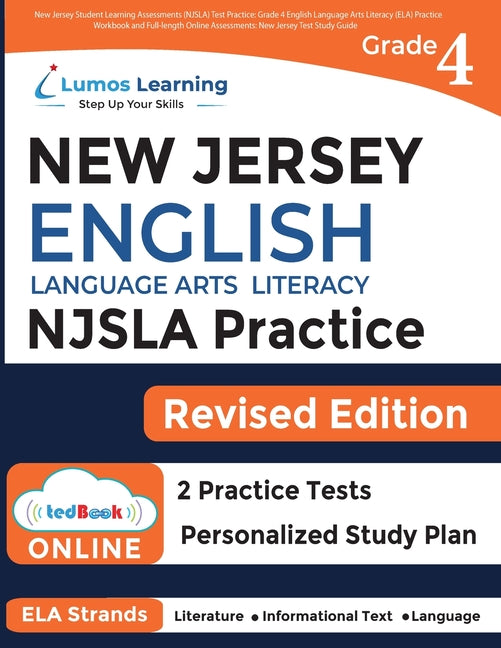 Book cover for New Jersey Student Learning Assessments (NJSLA) Test Practice: Grade 4 English Language Arts Literacy (ELA) Practice Workbook and Full-length Online A
