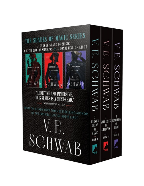 Book cover for Shades of Magic Trilogy Boxed Set: A Darker Shade of Magic, a Gathering of Shadows, a Conjuring of Light