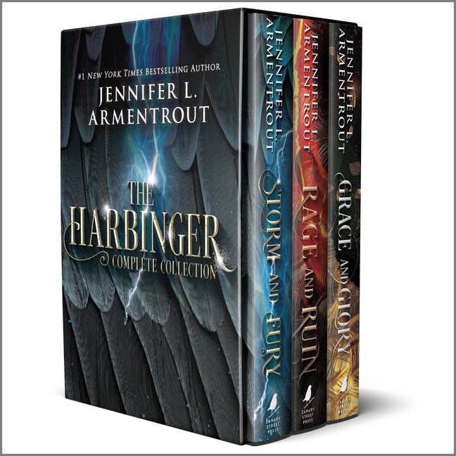 Book cover for Jennifer Armentrout Harbinger Series Box Set: Storm and Fury, Rage and Ruin, Grace and Glory (Reissue)