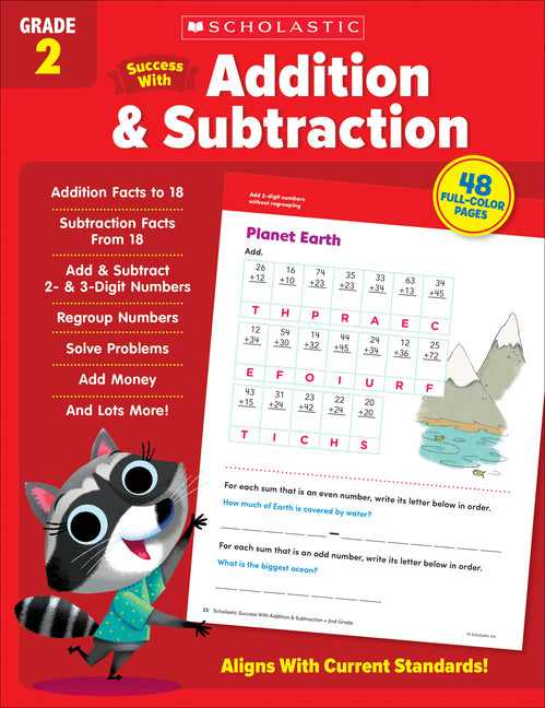 Book cover for Scholastic Success with Addition & Subtraction Grade 2 Workbook