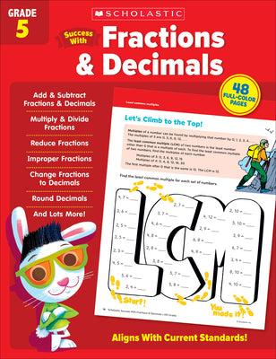 Book cover for Scholastic Success with Fractions & Decimals Grade 5 Workbook