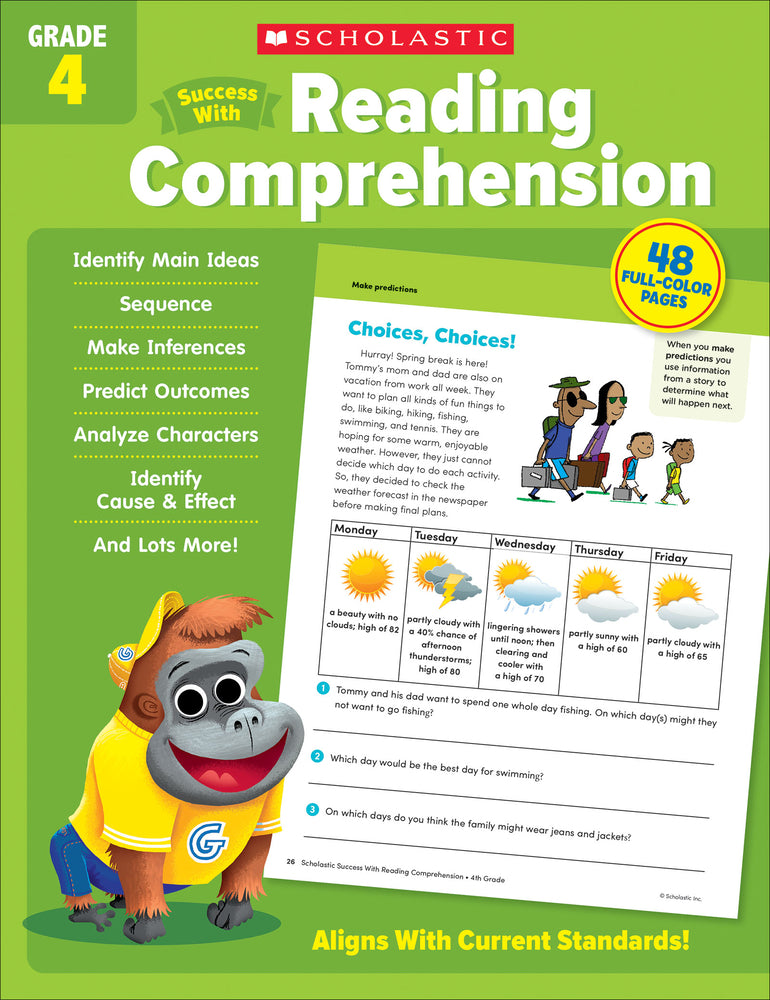 Book cover for Scholastic Success with Reading Comprehension Grade 4 Workbook
