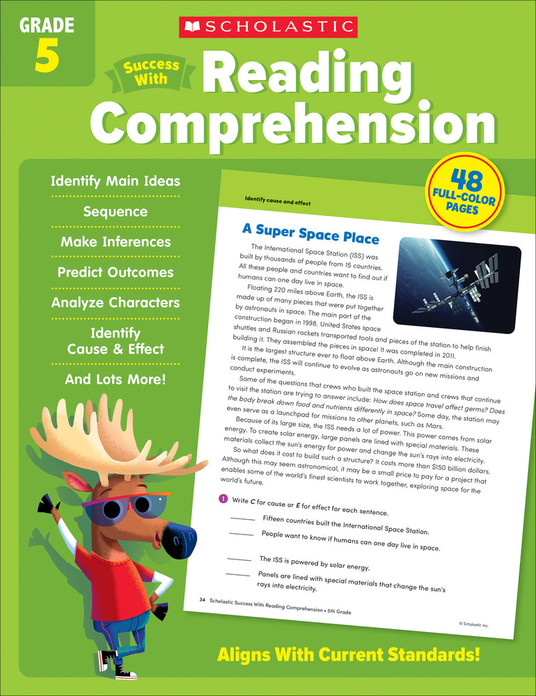 Book cover for Scholastic Success with Reading Comprehension Grade 5 Workbook