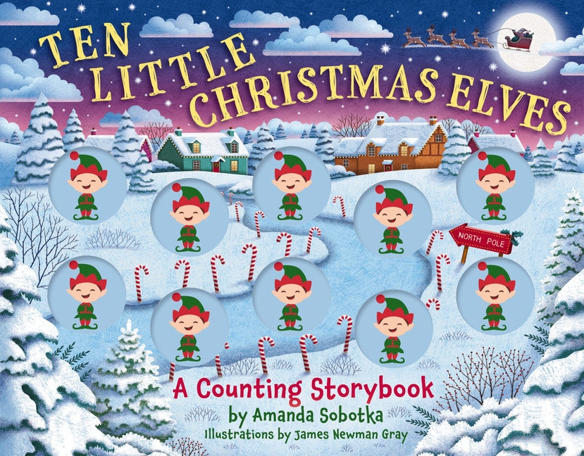 Book cover for Ten Little Christmas Elves: A Counting Storybook (a Sensory Math Learning Activity Book)