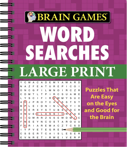 Book cover for Brain Games - Word Searches - Large Print (Purple)