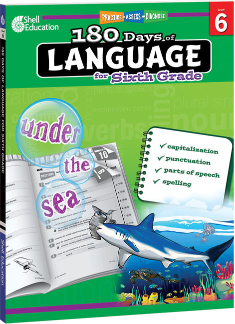 Book cover for 180 Days(tm) Language for Sixth Grade: Practice, Assess, Diagnose