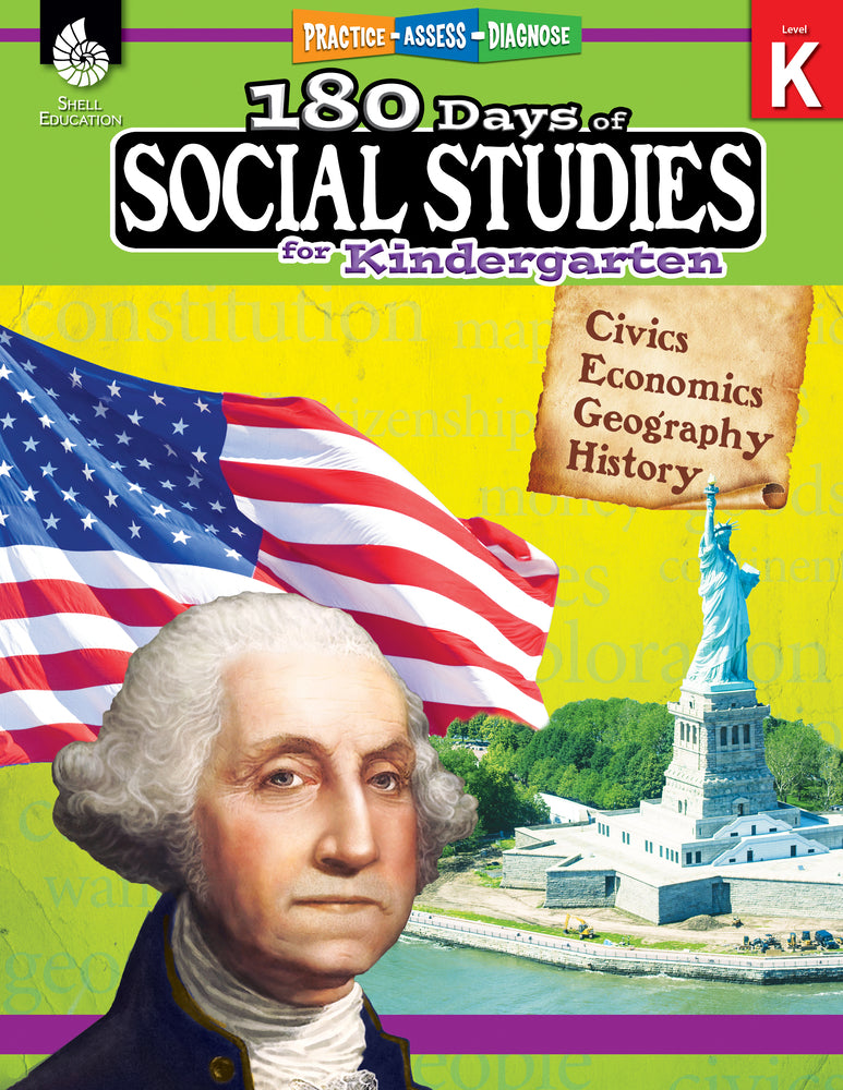Book cover for 180 Days of Social Studies for Kindergarten: Practice, Assess, Diagnose