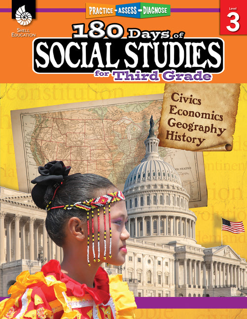 Book cover for 180 Days(tm) Social Studies for Third Grade: Practice, Assess, Diagnose