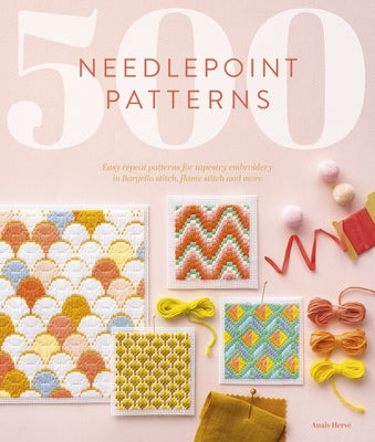 Book cover for 500 Needlepoint Patterns: Easy Repeat Patterns for Tapestry Embroidery in Bargello Stitch, Flame Stitch and More