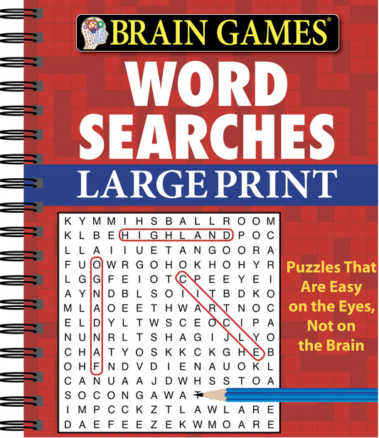 Book cover for Brain Games - Word Searches - Large Print (Red)