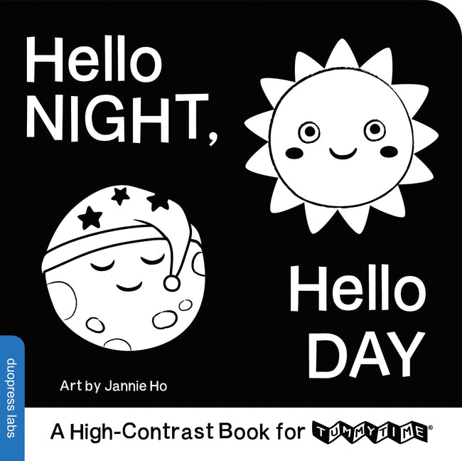 Book cover for Hello Night, Hello Day: A High-Contrast Book for Tummytime