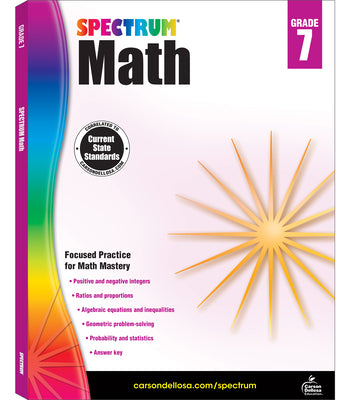 Book cover for Spectrum Math Workbook, Grade 7