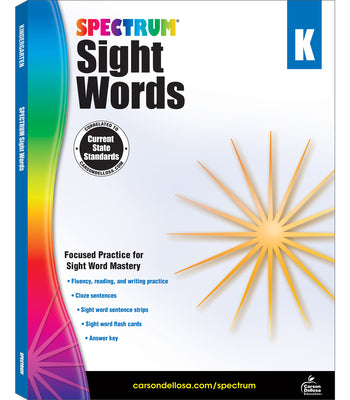 Book cover for Spectrum Sight Words, Grade K