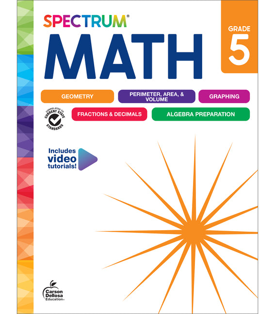 Book cover for Spectrum Math Workbook, Grade 5