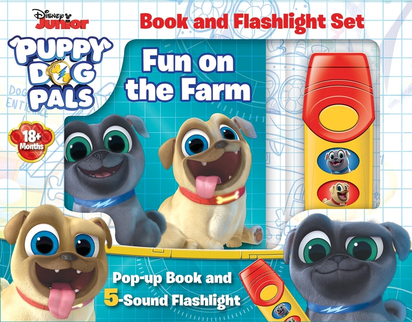 Book cover for Disney Junior Puppy Dog Pals: Fun on the Farm Pop-Up Book and 5-Sound Flashlight Set [With Flashlight and Battery]