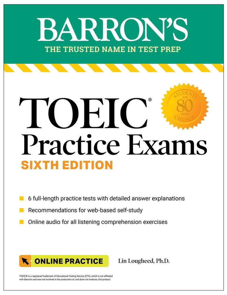 Book cover for Toeic Practice Exams: 6 Practice Tests + Online Audio, Sixth Edition