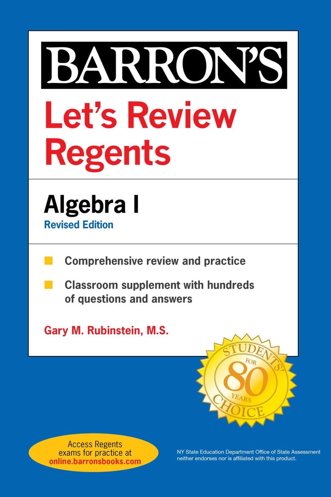 Book cover for Let's Review Regents: Algebra I, Fourth Edition