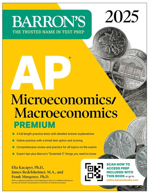 Book cover for AP Microeconomics/Macroeconomics Premium, 2025: Prep Book with 4 Practice Tests + Comprehensive Review + Online Practice