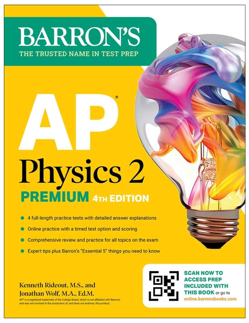 Book cover for AP Physics 2 Premium, Fourth Edition: Prep Book with 4 Practice Tests + Comprehensive Review + Online Practice (2025)