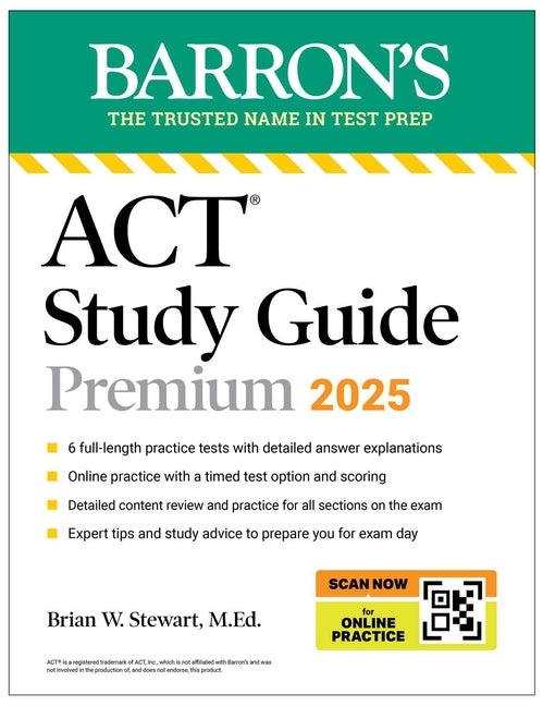Book cover for ACT Study Guide Premium, 2025: 6 Practice Tests + Comprehensive Review + Online Practice