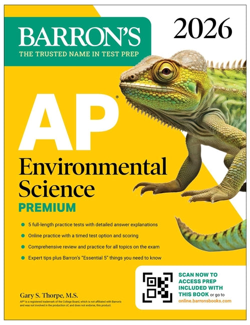 Book cover for AP Environmental Science Premium, 2026: Prep Book with 5 Practice Tests + Comprehensive Review + Online Practice