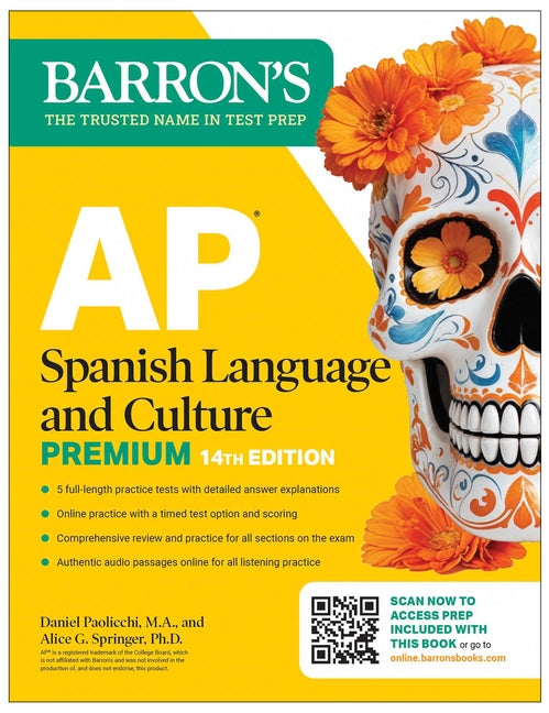 Book cover for AP Spanish Language and Culture Premium, Fourteenth Edition: Prep Book with 5 Practice Tests + Comprehensive Review + Online Practice (2026)