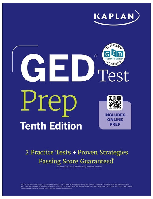 Book cover for GED Test Prep, Tenth Edition (2026): Includes a Diagnostic Pretest, 2 Full Length Practice Tests, 1000+ Practice Questions, and 40+ Online Videos (Rev