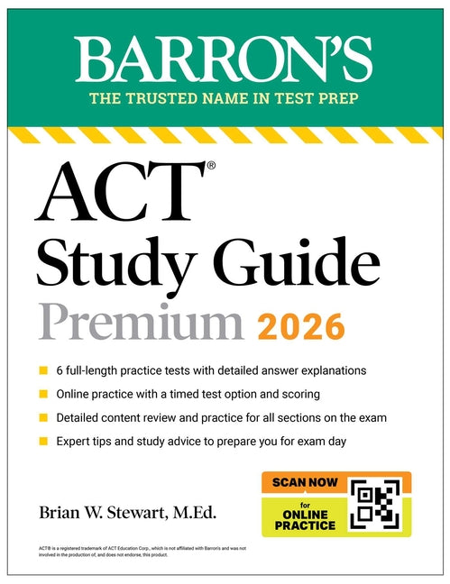 Book cover for ACT Study Guide Premium, 2026: 6 Practice Tests + Comprehensive Review + Online Practice for the New Enhanced ACT