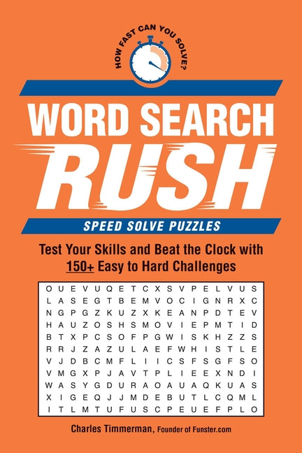 Book cover for Word Search Rush: Test Your Skills and Beat the Clock with 150+ Easy to Hard Challenges