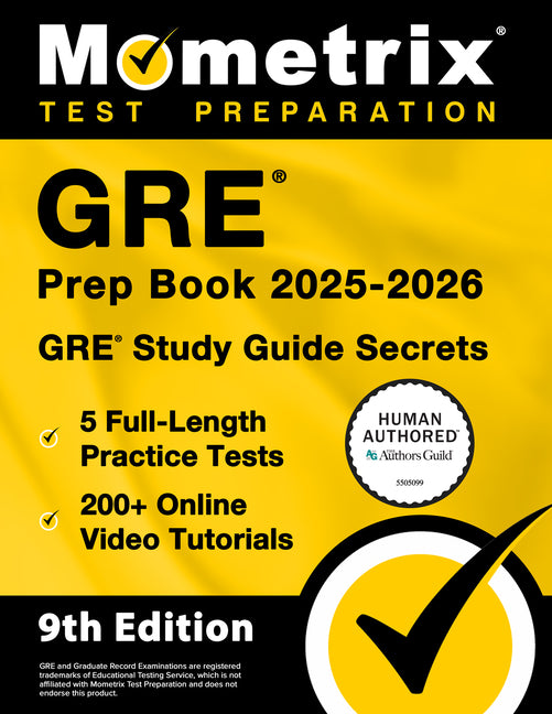 Book cover for GRE Prep Book 2025-2026 - 5 Full-Length Practice Tests, 200+ Online Video Tutorials, GRE Study Guide Secrets: [9th Edition]