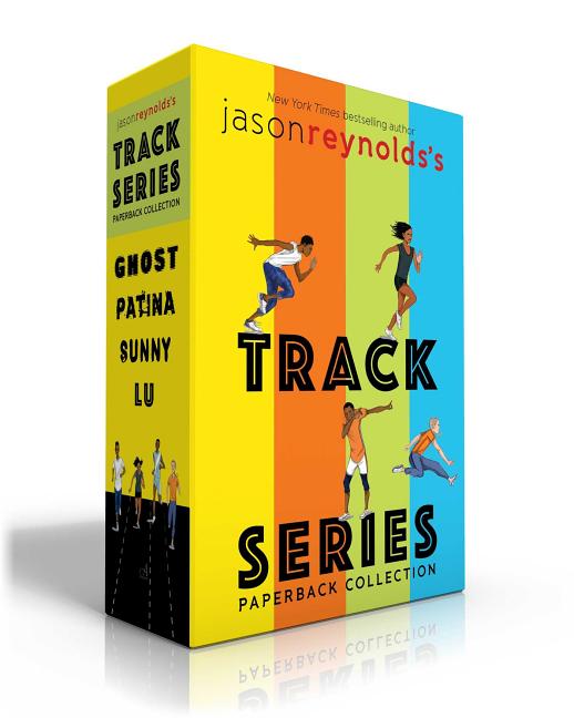 Book cover for Jason Reynolds's Track Series Paperback Collection (Boxed Set): Ghost; Patina; Sunny; Lu