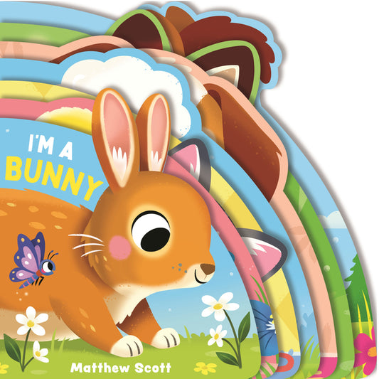 Book cover for I'm a Bunny: (A Shaped Board Book Full of Animal Sounds, Lively Rhymes, and Interactive Fun for Babies and Toddlers)