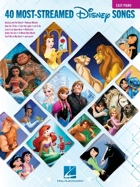 Book cover for 40 Most-Streamed Disney Songs: Easy Disney Piano Sheet Music Songbook for Beginners