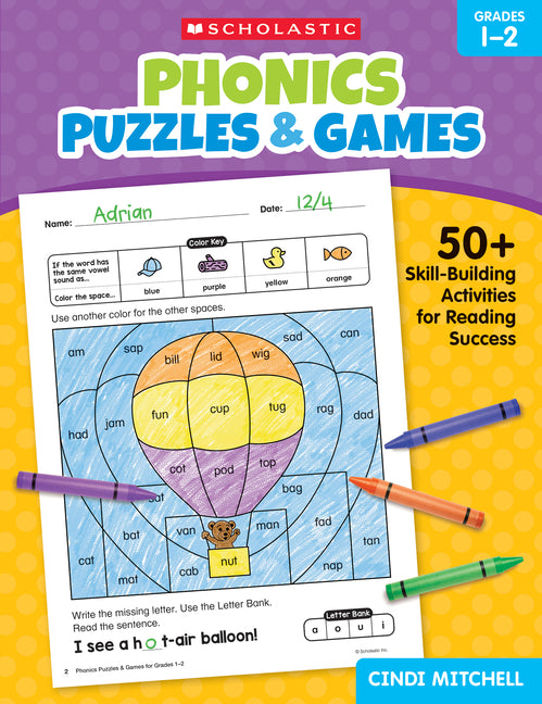 Book cover for Phonics Puzzles & Games for Grades 1-2