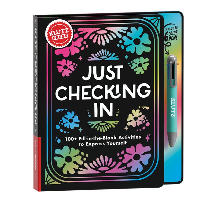 Book cover for Klutzpress Just Checking In: 100+ Fill-In-The-Blank Activities to Express Yourself